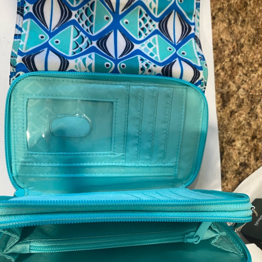 Vera Bradley tri fold wallet Go fish blue